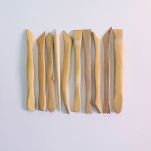 Pottery Clay Tool Set Wooden  for Modelling & Sculpting Pack of 10 Craft Cutters.