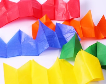 Festive Tissue Paper Cracker Crowns, Colorful Party Hats - 100 Pack.