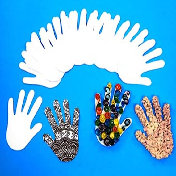Plain White Paper Hand Note Pads Template For Kids Crafts Etsy