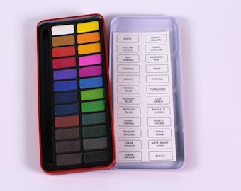 Watercolor Paint Palette Tin, 24 Colors