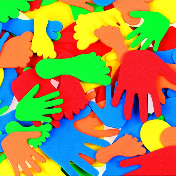 Coloured Hand & Feet Funky Craft Foam Shapes Kids Collage Easy