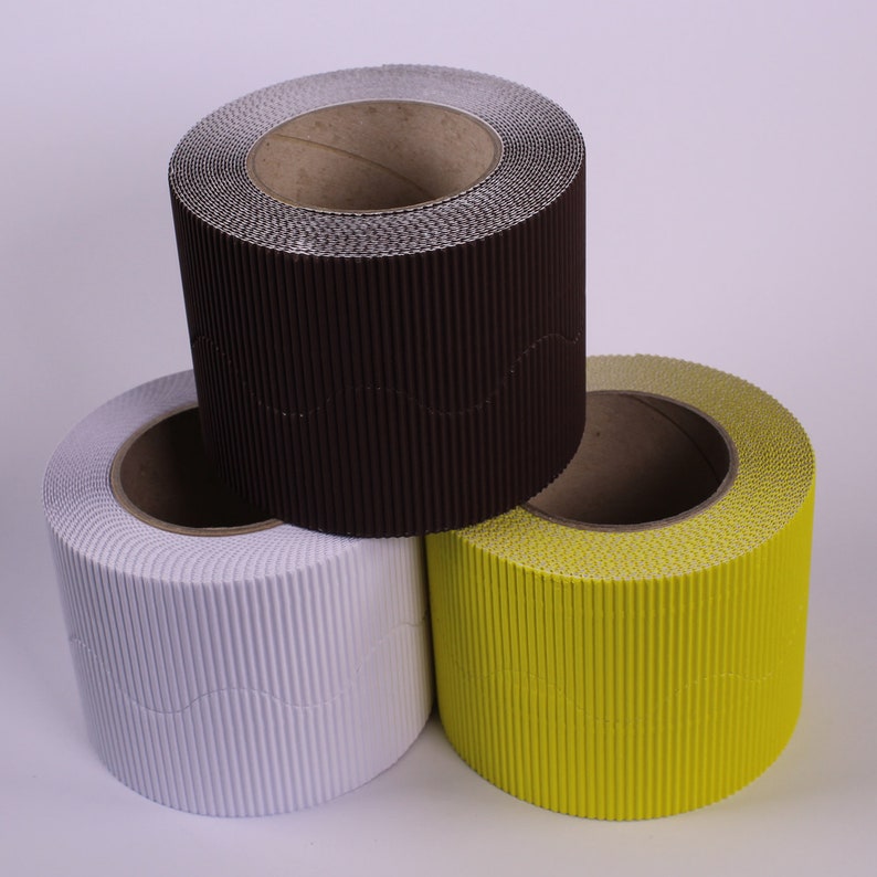 Bold Coloured Wall Board Display Border Corrugated Card Roll Edging 3 Pack