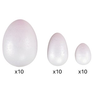 30 Polystyrene Eggs for Easter Arts & Crafts 3D Polystyrene Eggs ideal for Egg Baskets  decorating In 40x25mm 60x35mm 80x55mm Sizes
