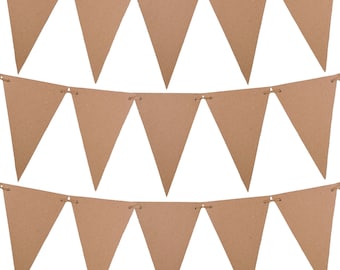 Kraft Card DIY Bunting Kit: 25 Recycled Flags, Jute String.