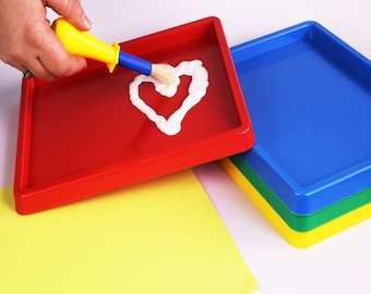 Paint & Inking Large Coloured Plastic Art Mixing Tray for Kids Painting Pack of 4
