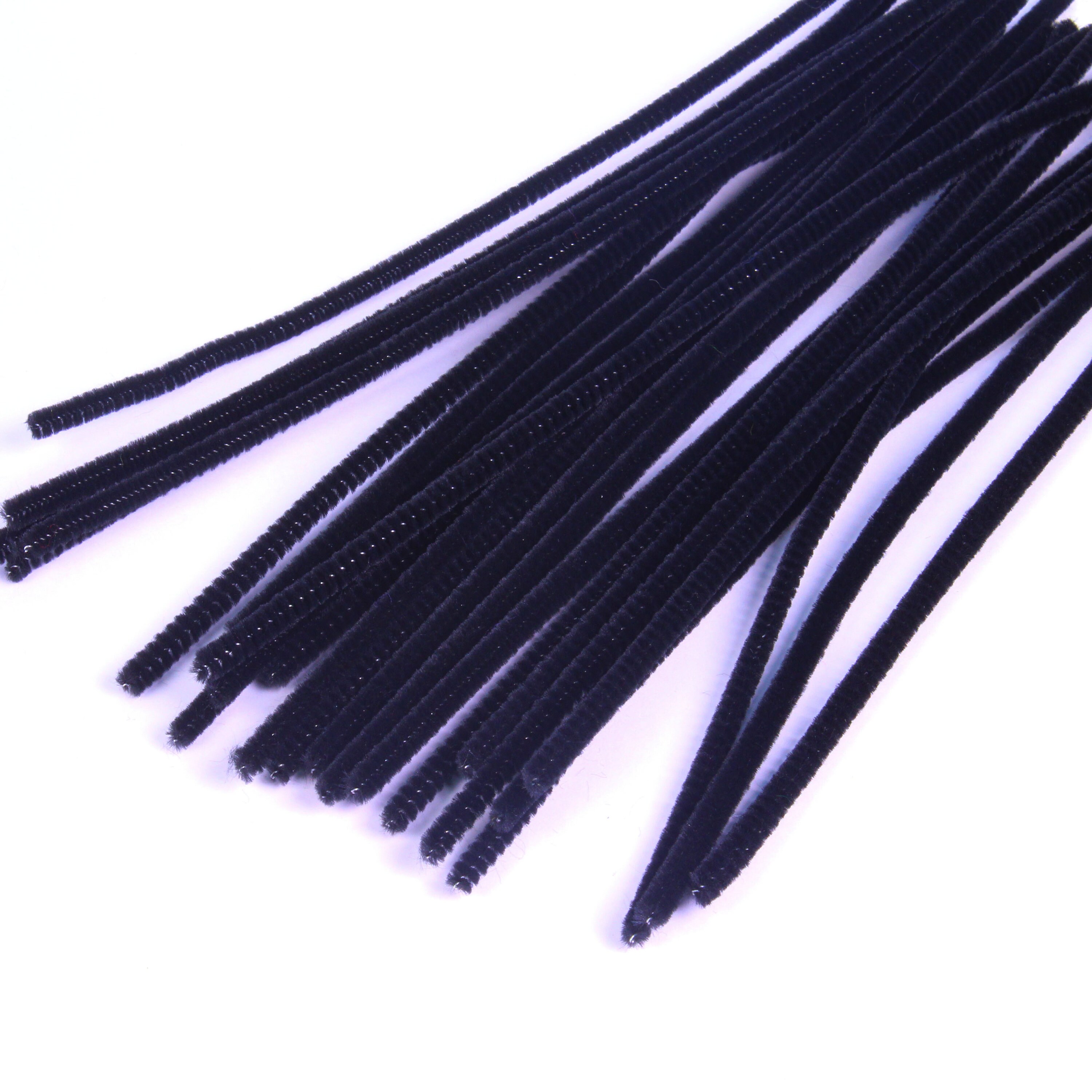 Black Pipe Cleaners Long Flexible Soft Craft Stems 30cm Pack Etsy UK