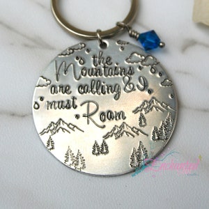 Mountain Life Aesthetic Keychain - Cool Travel Stamped Keychain - Camping or Going Away Gift - Adventure Awaits / Stay Wild