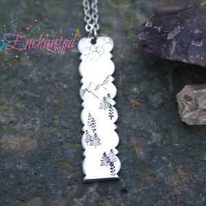 Mountains Scenery Necklace - Woman&#39;s Nature Bar Jewelry - Hiking & Camping Wanderer Jewelry - Cute Travel Care Package - Necklace for Mom