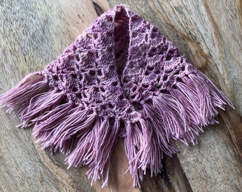 Châle crocheté en laine mérinos rose poudré, pour poupées Blythe, Pullip, Dal etc…