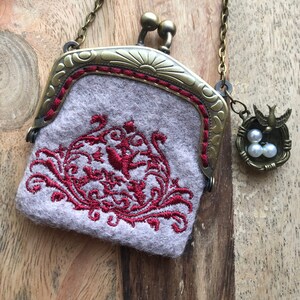Embroidered felt handbags, for antique dolls