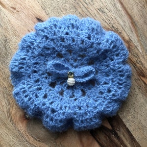 Periwinkle blue mohair wool beret for Blythe doll