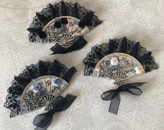 Eventails dentelle pour poupées, format 1/6, différents modèles - France