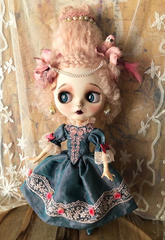 Blue-pink Roxane Dress for Blythe Doll 