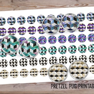 Geometric Images / 12mm / INSTANT DOWNLOAD / Printable Digital / Cabochon Imags / Earring / DIY Jewelry Images / Bright Geometric