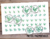 Plant Leaf 12mm Botanical Leaf Images Succulent Digital Collage Images Circle Images Instant Download Cabochon Earring Images