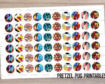 12 mm Abstract Circle Images INSTANT DOWNLOAD / Printable Digital Download Collage Sheet / Cabochon Earring Images / Print Yourself Images