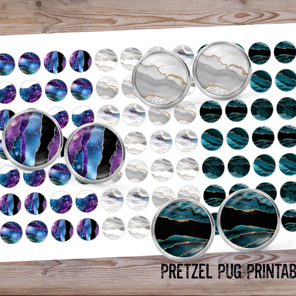 Agate Images 10mm Circle Images / INSTANT DOWNLOAD / Printable Digital Download Sheet / Cabochon Earring / Print Yourself / 10MM Circles