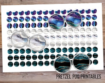 8mm Digital Agate Circle Images / INSTANT DOWNLOAD / Printable Digital Download Sheet / Cabochon Earring / 8MM Circles
