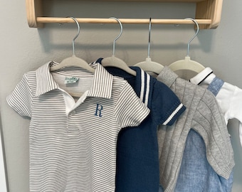 Boys Polo Romper, Blue Shortalls, Toddler Boys Monogram Romper, Baby Boy Monogram Romper, Boys Monogram Polo Romper, Blue Collared Romper