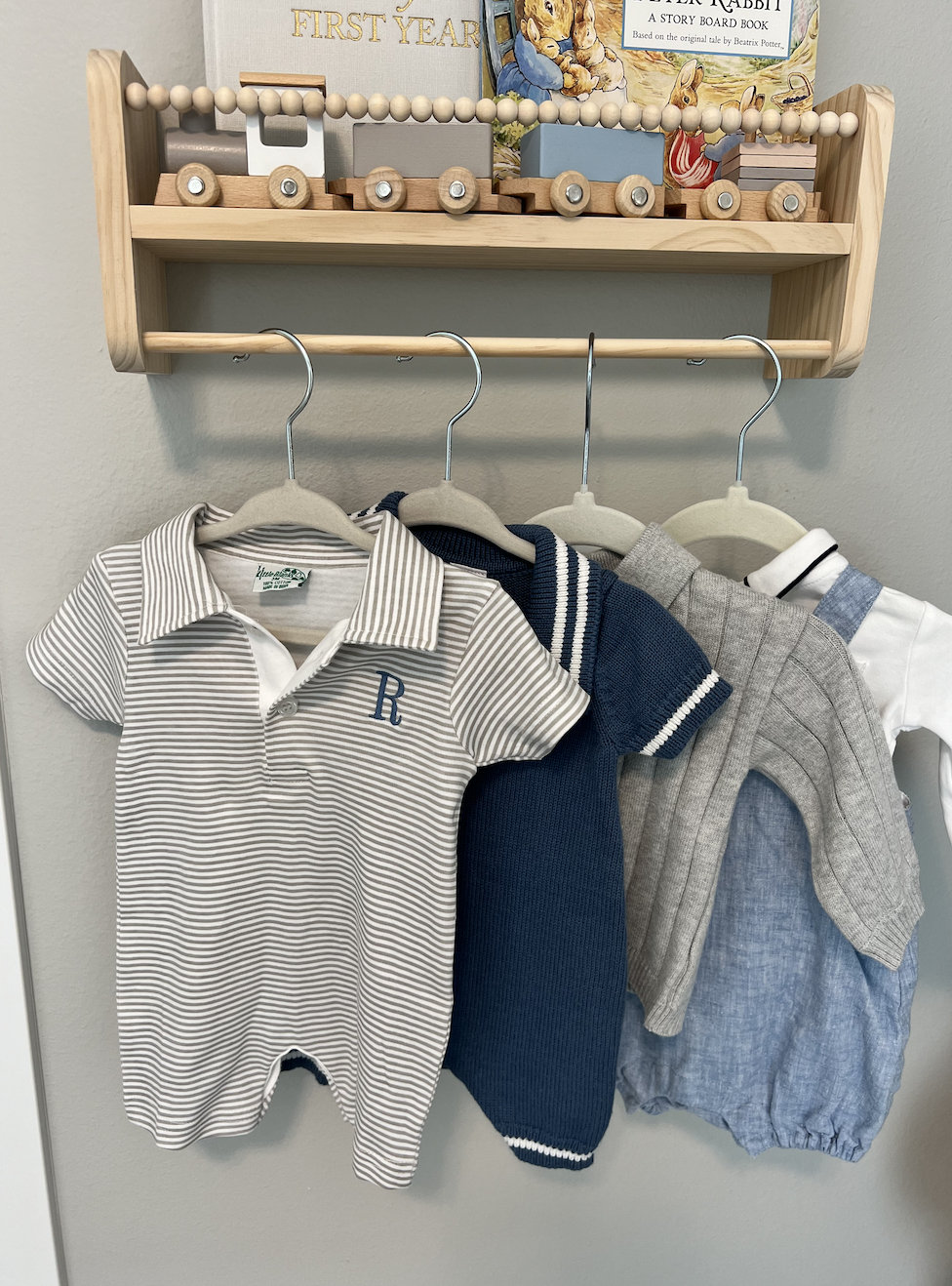 Boys Polo Romper, Blue Shortalls, Toddler Boys Monogram Romper, Baby ...