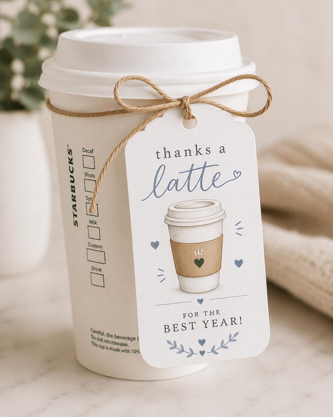 Thanks a Latte Gift Tag Printable, Coffee Teacher Appreciation Tag ...