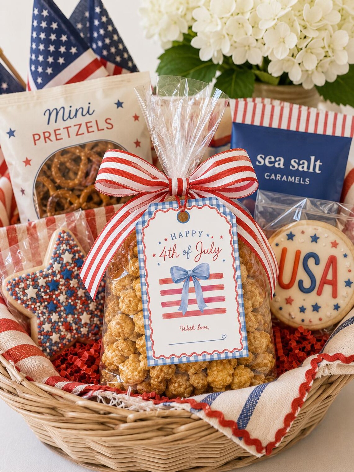 4th of July Gift Tags Printable | Patriotic Watercolor Favor Tags | Red ...