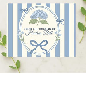 Biglietto stampabile blu "Dalla cameretta di" / Cancelleria per neonati / Modello modificabile Canva Biglietto per cameretta di un bambino / "Dalla cameretta di"