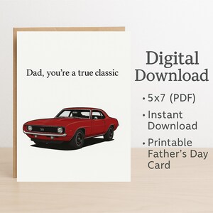 Vatertagskarte – “Dad, You Are a Classic” | Vintage Auto Gruß für Papa Vatertagskarte | Retro Auto Design | Witzige Karte
