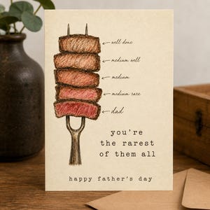 medium rare gift card Happy Father's Day Steak Greeting Card, Dad You're the Rarest of Them All,  Fathers Day Card, Best Dad Card for Him, Love You Dad Gift