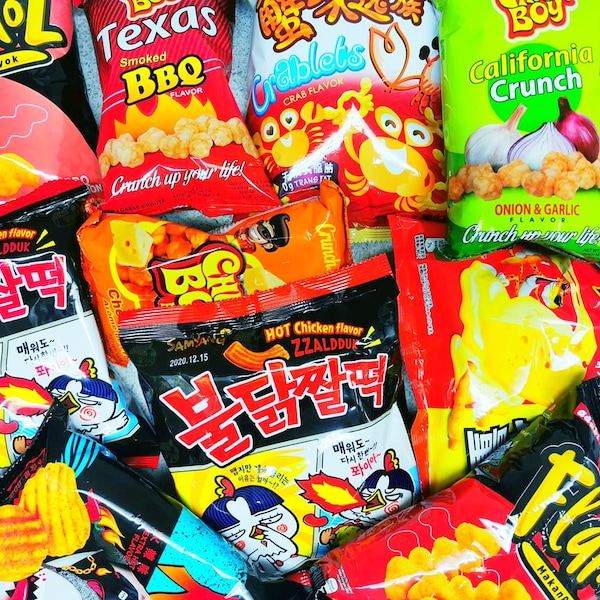 World Food Mystery Snack Box, Crisps and other savoury items. Japanese, Australian, American