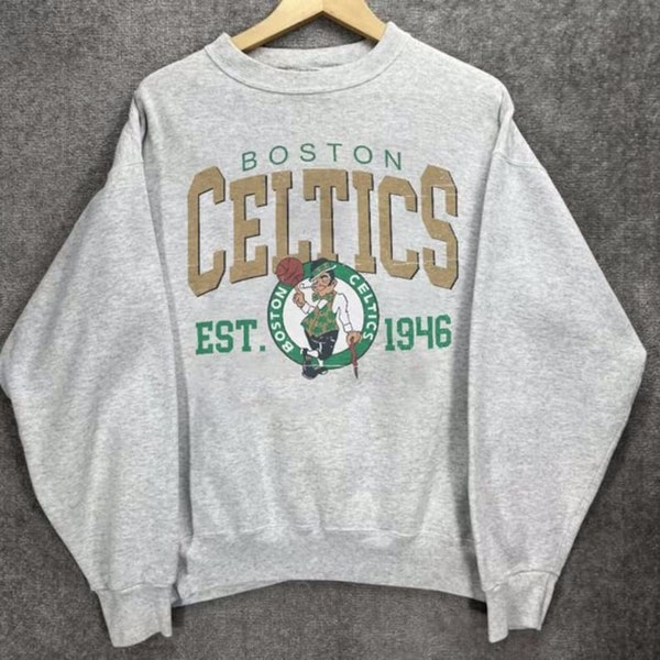 Vintage 90s Boston Celtics 1946 Basketball Sweatshirt, Boston Celtics shirt, Retro Style Shirt Crewneck, Boston Basketball Hoodie