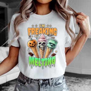 Funny Summerween Halloween Shirt | Melting Ice Cream Cones Tee | I&#39;m Freaking Melting Shirt | Cute Spooky Summer Graphic Tee