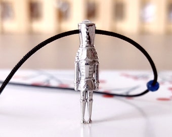 Nutcracker Magic Necklace, Sterling Silver Nutcracker Pendant, Magic Creature, Silver 3D Soldier Toy Nutcracker ,Fairytale Silver Necklace