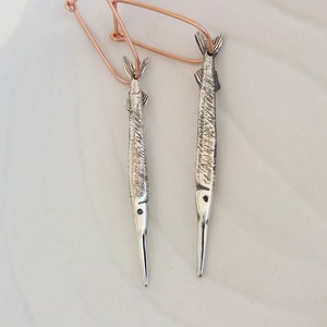 3D Fish Earrings - Sterling Silver 925 - Fisherman Daughter Gift - Fishing / Sea Life Summer Beach Side Jewelry • Angler Earrings