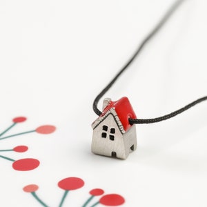 Miniature House Necklace, Lucky Charm Necklace, Stay Safe Necklace, Sterling Silver House Necklace, Silver Home Pendant, Anniversary Gift