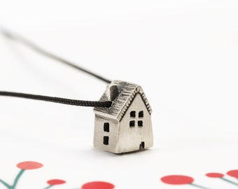 Stay at Home Necklace, Stay Safe Necklace, Sterling Silver House Necklace, Silver Home Pendant, Miniature House Necklace, Anniversary Gift