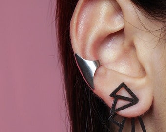 Ear Cuff - Sterling Silver Cuff Earring - Geometric Ear Cuff -  - Gold Platted Earing - Wrap Earring - Spike Earrings - Non pierced earrings