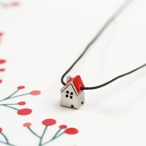 Miniature House Necklace, Lucky Charm Necklace, Stay Safe Necklace, Sterling Silver House Necklace, Silver Home Pendant, Anniversary Gift