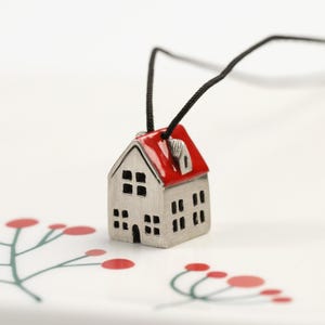House Shape Pendant Our Safe Place, Sterling Silver House Necklace, Lucky New Year Charm Necklace,  Silver Our Home Gift for Daughter / Wife