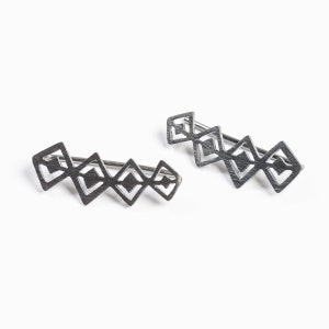 Climber Earrings Rhombus Earrings Ear Climber Geometric Climber Earrings Minimalist ear climbers Silver Climber earring image 7