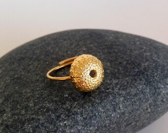 Anillo de oro con erizo de mar • Regalo para buceadores • Joyería submarina • Tropical y marina • Joyería playera para ella • Viajes exóticos - Regalo para amantes del mar