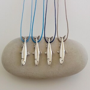 Silver Sardine Fish Necklace, Beach Woman Pendant, Summer Silver Necklace, Greek Island Pendant, Exotic Sea Necklace, Sterling Silver Fish image 6