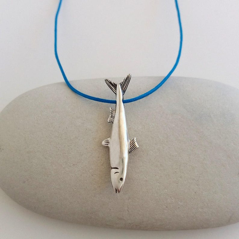 Silver Sardine Fish Necklace, Beach Woman Pendant, Summer Silver Necklace, Greek Island Pendant, Exotic Sea Necklace, Sterling Silver Fish image 5