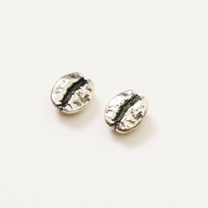 Coffee Silver Stud Earring ◁ Realistic Shape ▷ Sculptural 3D Jewelry made of STERLING SILVER • Barista or Coffee Lover - Barista Earrings