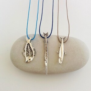 Silver Sardine Fish Necklace, Beach Woman Pendant, Summer Silver Necklace, Greek Island Pendant, Exotic Sea Necklace, Sterling Silver Fish image 7