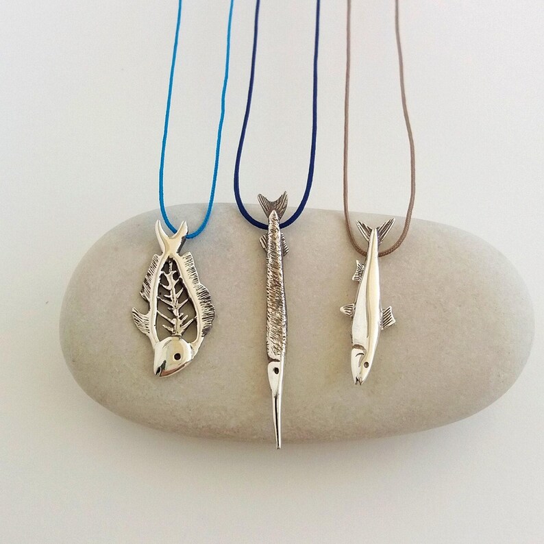 Silver Sardine Fish Necklace, Beach Woman Pendant, Summer Silver Necklace, Greek Island Pendant, Exotic Sea Necklace, Sterling Silver Fish image 7
