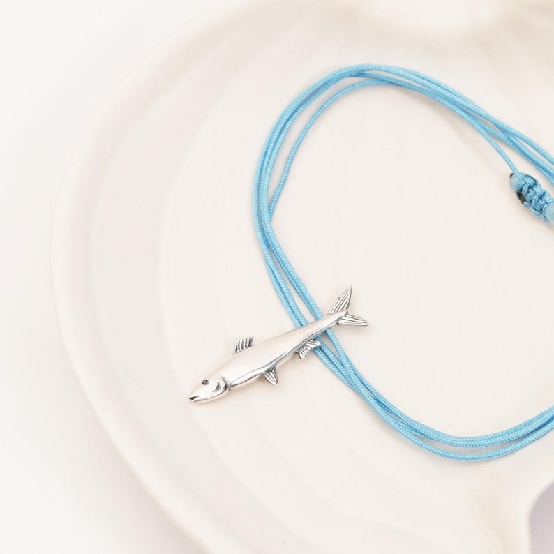 Silver Sardine Fish Necklace, Beach Woman Pendant, Summer Silver Necklace, Greek Island Pendant, Exotic Sea Necklace, Sterling Silver Fish image 1