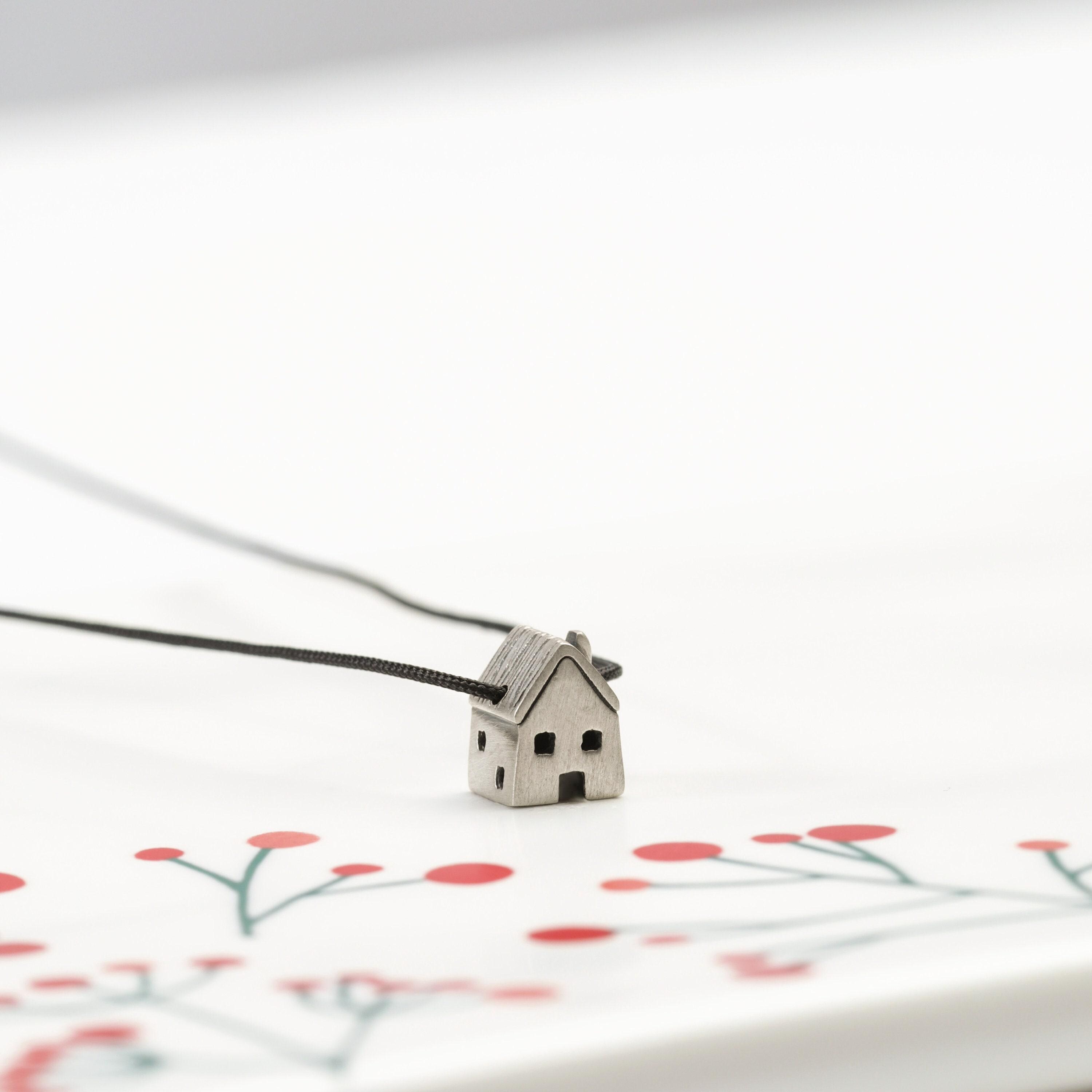 House Necklace, Sterling Silver House Necklace, Silver Home Pendant ...