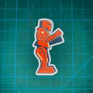 Pegatina de vinilo de Rock 'em Sock 'em Robots (roja)