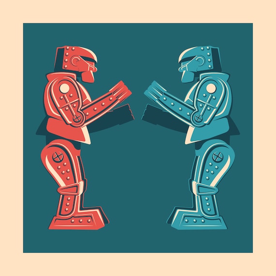 Rock em Sock em Robots Screenprint Etsy UK